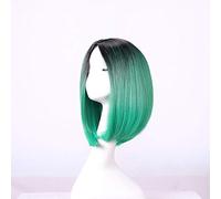 GHK 30 cm Milieu Partie Droite Court Noir Blonde Ombre Perruque Cosplay Anime Cheveux Synthétiques Halloween Costume Parti Perruques Pour Les Femmes 05