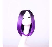 GHK 30 cm Milieu Partie Droite Court Noir Blonde Perruque Ombre Cosplay Anime Cheveux Synthétiques Halloween Costume Parti Perruques Pour Les Femmes 04