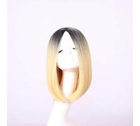 GHK 30 cm Milieu Partie Droite Court Noir Blonde Perruque Ombre Cosplay Anime Cheveux Synthétiques Halloween Costume Parti Perruques Pour Les Femmes 06