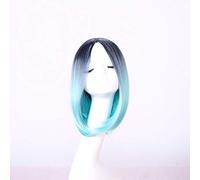 GHK 30 cm Milieu Partie Droite Court Noir Blonde Perruque Ombre Cosplay Anime Cheveux Synthétiques Halloween Costume Parti Perruques Pour Les Femmes 01