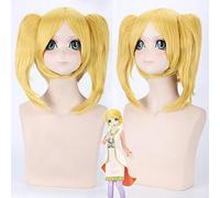 GHK 35 cm Vocaloid Rin Kagamine Blonde Perruque Cosplay Synthétique Cheveux Anime Costume Halloween Party Perruques Pour Les Femmes Avec Des Queues De Cheval Peruca