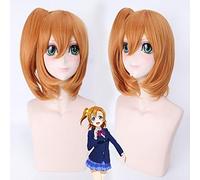 GHK 40 cm Amour Live Honoka Kousaka Anime Cosplay Perruque Avec Queue De Cheval Résistant À La Chaleur Synthétique Synthétique Orange Blonde Courte Femme Perruques