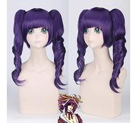 GHK 40 cm d'eau de Javel katenkyoukotsu pourpre perruque cosplay animé avec double queue de cheval ondulée synthétique résistant à la chaleur perruques de cheveux synthétiques pour les femmes