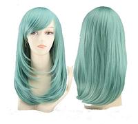 GHK 50 cm Anime Cosplay Longue Droite Perruque Avec Une Frange Synthétique Cheveux Pas Cher Halloween Costume Parti Perruques Pour Les Femmes 9 Couleurs vert