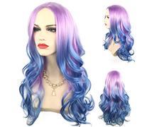 GHK 65 cm Nouveau Violet Bleu Ombre Perruque Longue Ondulée Synthétique Cheveux Halloween Costume Cosplay Perruques Pour Femmes Haute Température Fibre