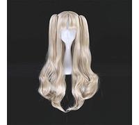 GHK 75CM Destin Grand Ordre Ereshkigal Perruque Cosplay Longue Ondulée Serviteur Lancer Clip Sur Ponytails FGO Blonde Cheveux Synthétiques + Casquette De Perruque