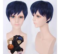 GHK 8 pouces Kuroko Pas De Basketball Aomine Daiki Noir Bleu Cosplay Perruque Hommes Résistant À La Chaleur Synthétique Droite Droit Anime Perruques De Cheveux Pour La Fête