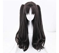 GHK 80cm Destin séjour nuit Tohsaka Rin Cosplay Perruque Longue Ondulée Noir Blonde Cheveux Synthétiques Destin Grand Ordre Anime Perruques Avec Des Queues de Mélange mix black