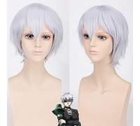 GHK Akame ga KILL Najenda Droite Court Blanc Perruque Cosplay Anime Résistant À La Chaleur Halloween Costume Synthétique Perruques Cheveux Pour Hommes 30 cm