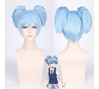 GHK Anime Assassination En Classe Shiota Nagisa Cosplay Perruque Ciel Bleu Synthétique Cheveux Halloween Costume Complet Perruques Pour La Fête 12 pouces