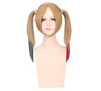 GHK Anime Batman Suicide Squad Harleen Quinzel Perruque Cosplay Synthétique Cheveux Halloween Costume Queue De Cheval Perruques Pour Femmes Perucas + Bonnet blonde vert rouge