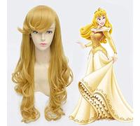 GHK Anime Belle Au Bois Dormant Princesse Longue Ondulée Dorée Cosplay Perruque Cheveux Synthétiques Perucas Halloween Costume Partie Play Perruques Pour Femmes