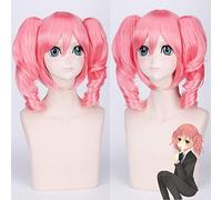GHK Anime Inu X Boku SS Roromiya Karuta Perruque Cosplay Rose Avec Double Queue De Cheval Ondulée Synthétique Cheveux Halloween Costume Femmes Perruques Bang