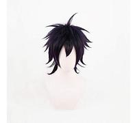 GHK Anime JoJo's Bizarre Adventure Ghirga Narancia Perruque Cosplay Court Mélange Noir Pourpre Synthétique Cheveux pour Halloween Costume Party