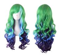 GHK Anime Lolita Longue Ondulée Vert Bleu Ombre Perruque Cheveux Synthétiques Halloween Costume Parti Cosplay Perruques Pour Femmes Haute Température Fibre