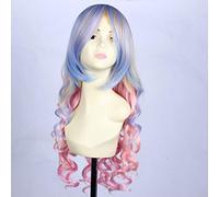 GHK Anime Long Perruque Longue Ondulée Ondulée Avec Une Frange Synthétique Cheveux Rouge Vert Bleu Ombre Cosplay Costume Coloré Perruques Pour Les Femmes 1