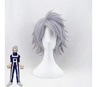 GHK Anime Mon Académie Tetsutetsu Silver Grey Gris Court Perruque Cosplay Hommes Boku Aucun Héros Académie Synthétique Cheveux Costume Perruques