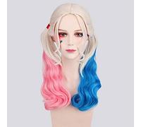 GHK Batman Suicide Squad Harley Quinn Harleen Quinzel Perruque Cosplay Cheveux Synthétiques Halloween Costume Queue De Cheval Perruques Pour Les Femmes Perucas PL-600