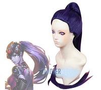 GHK Biamoxer 100cm Jeu OW Widowmaker/Amelie Lacroix Long Pourpre Foncé Avec Clip Queue De Cheval Résistant À La Chaleur Cosplay Costume Résistant Perruque