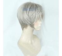 GHK Biamoxer Card Captor Sakura: Carte claire Cardcaptor Sakura Tsukishiro Yukito Court Droite Gris Cosplay Perruque Lunettes Unisexe