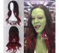 GHK Biamoxer Cosplay Perruques Les Gardiens De La Galaxie Vol. 2 Longs Cheveux Synthétiques Noir Rouge Frisé et Dégradé pour Adulte