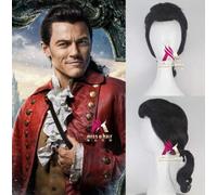GHK Biamoxer La Belle et la Bête Prince Gaston Perruque Noire Perruque Courte Cosplay Halloween Jeu de Rôle Cheveux Noir