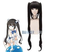 GHK Biamoxer Nouvelle Épée Oratoria Hestia Kami Sama Perruques Cosplay 100cm Noir Lâche Ondulés Synthétique Cheveux Perucas Perruque Cosplay