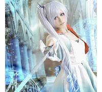 GHK Biamoxer RWBY Remorque Blanche Weiss Schnee Cosplay Perruques Longues Ombre Ondulées Résistant À La Chaleur Cosplay Costume Perruque En Queue De Cheval