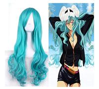 GHK BLEACH Neliel Tu Oderschvank Ondulé Long Bleu Cosplay Perruque Costume Synthétique Cheveux Halloween Costume Perruques Pour Les Femmes + chapeau De Perruque