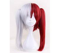 GHK Boku no Hero Academia Todoroki Shoto Perruque Cosplay Avec Double Ponytails Mon Héros Academia Femmes Perruques Synthétiques Résistantes À La Chaleur