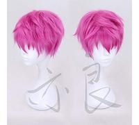 GHK Cosplay Perruque La Vie Désastreuse de Saiki K. Lunettes Saiki Kusuo Hommes Rose Court Synthétique Cheveux