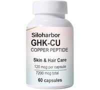 GHK-Cu Lot de 60 suppléments de peptide de cuivre, 120 mcg, complément de haute pureté pour la peau et les cheveux, enduit entérique pour une absorption maximale, végétalien et sans gluten