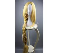 GHK Enchevêtré Cosplay Perruque Princesse Rapunzel Longues Tresses Fleurs Artificielles Chapeaux Femmes Blonde Cheveux Synthétiques Adulte