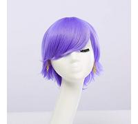GHK Fahion Pas Cher Synthétique Court Hommes Perruque Blanc Pourpre Bleu Jaune Noir Argent Gris Vert Rouge Anime Cosplay Perruques Pour La Fête 30cm lumière violet