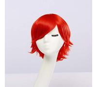 GHK Fahion Pas Cher Synthétique Court Hommes Perruque Blanc Pourpre Bleu Jaune Noir Argent Gris Vert Rouge Anime Cosplay Perruques Pour La Fête 30cm rouge