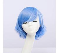 GHK Fahion Pas Cher Synthétique Court Hommes Perruque Blanc Pourpre Bleu Jaune Noir Argent Gris Vert Rouge Anime Cosplay Perruques Pour La Fête 30cm ciel bleu