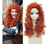 GHK Film Brave Princesse Mérida Cosplay Perruque Synthétique Cheveux Orange Longs Bouclés Perruques Pour Anime Halloween Costume Party