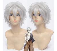 GHK Gintama Sakata Gintoki Perruque Cosplay Court Fluffy Argent Blanc Synthétique Perruques Cheveux Pour Femmes Hommes Halloween Anime Costume Partie