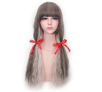 GHK Harajuku Lolita Longue Perruque Bang Ondulée Résistant À La Chaleur Synthétique Anime Cosplay Vert Clair Gris Blonde Perruques Pour Femmes PL-295