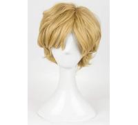 GHK Jeu de rôle Sailor Moon Tenoh Haruka Sailor Uranus Perruque courte Cosplay Perruque Dorée Cheveux Halloween
