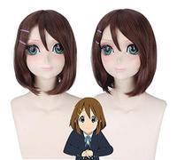 GHK KON Hirasawa Yui Perruque Brun Cosplay Court Bob Perruques Pour Femmes Résistant À La Chaleur Synthétique Droit Anime Cheveux 14 pouces