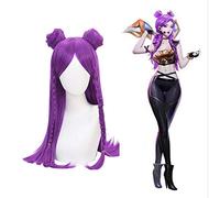 GHK League Of Legends LOL K/DA Perruque Cosplay Kaisa 80cm Long Pourpre Synthétique Tressage Cheveux Perucas Halloween Costume Parti Perruques