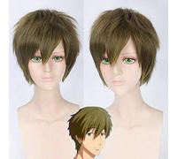GHK Livraison Gratuite Tachibana Makoto Armée Vert Perruque Courte Cosplay Résistant À La Chaleur Synthétique Halloween Costume Anime Perruques Cheveux Pour Hommes 30 cm
