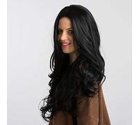 GHK Longue Blonde Brun Ondulé Perruques Avec Une Frange Pour Les Femmes Synthétique Noir Rouge Femelle Cosplay Naturel Perruques Résistant À La Chaleur Fiber De Cheveux Perruques LC111