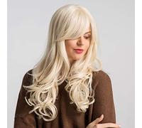 GHK Longue Blonde Brun Ondulé Perruques Avec Une Frange Pour Les Femmes Synthétique Noir Rouge Femme Cosplay Perruques Naturelles Résistant À La Chaleur Fibre Perruques De Cheveux LC188
