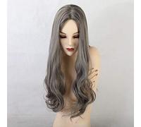 GHK Longue Perruques Ondulées Milieu Partie Lin Frêne Naturel Synthétique Perruques Perruques Fibres Résistant À La Chaleur pour Femmes Cosplay Perruques
