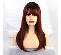 GHK Longue Perruques Synthétiques Ondulées Avec Une Frange Pour Les Femmes Afro-Américain Cosplay Perruques Mixte Blonde Brun Naturel Résistant À La Chaleur Fibre Perruques lc201