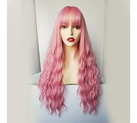 GHK Longue Synthétique Vague Vagues Avec Bangs Naturel Bouclés Brun Foncé Perruques Pour Femmes Cosplay Perruques Résistant À La Chaleur Fibre Perruques lc222-1