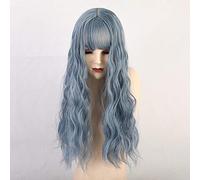 GHK Longue Synthétique Vague Vagues Avec Bangs Naturel Bouclés Perruques Brun Foncé Pour Femmes Cosplay Perruques Résistant À La Chaleur Fibre Perruques lc194-1