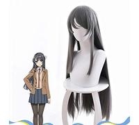 GHK Mai Sakurajima Gris Foncé Perruque Halloween Anime Cosplay Cheveux Longs Raides Rascal Ne Rêve Pas De Bunny Girl Senpai